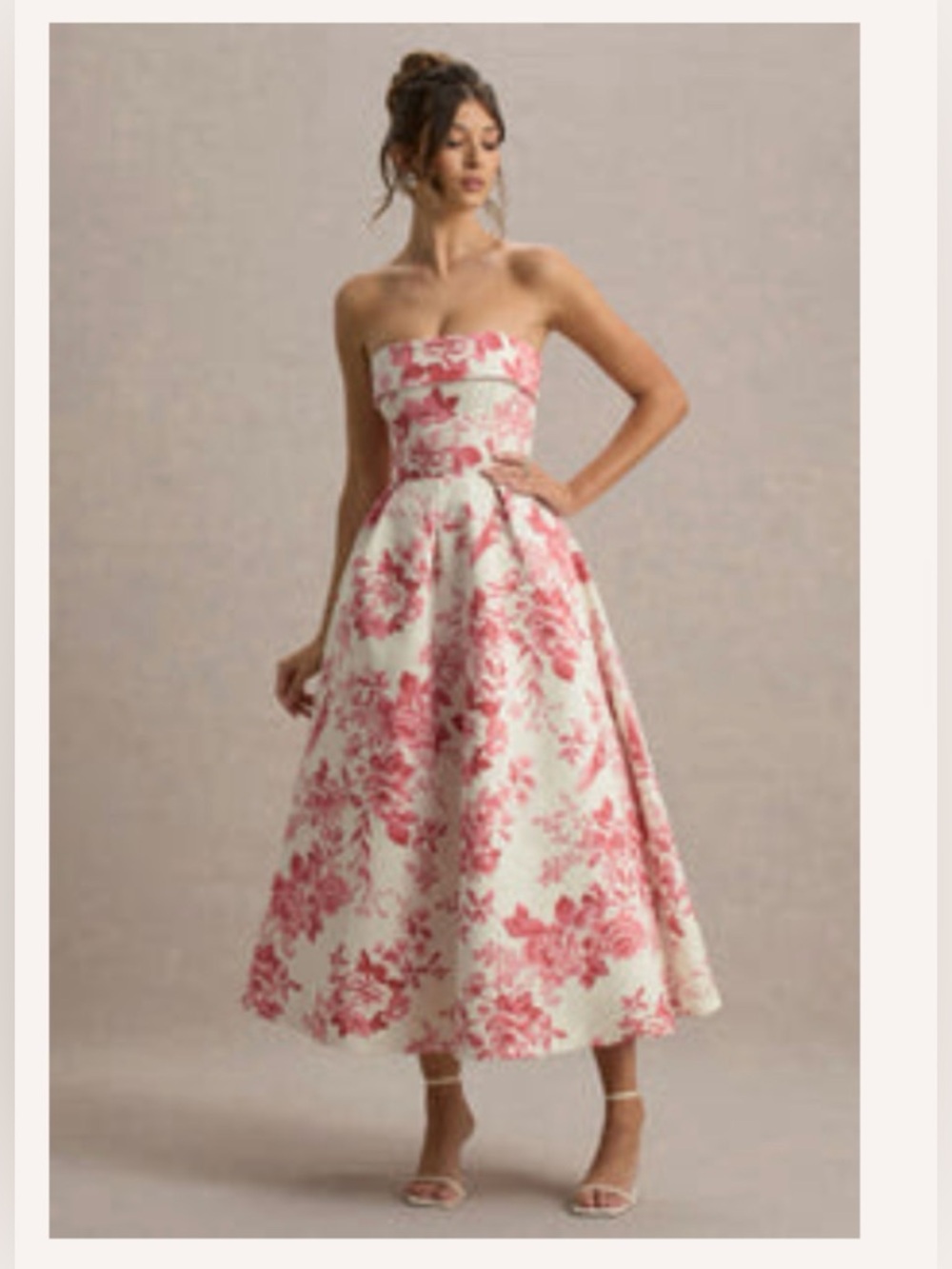 Annalise | Pink Porcelain Print Bandeau Skater Midi Dress (8) NWT